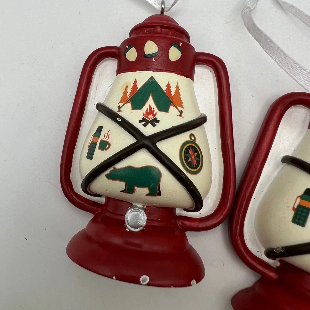 Hallmark Happy Camper Lantern Ornament Lot of 2 Christmas Cabincore Cottagecore